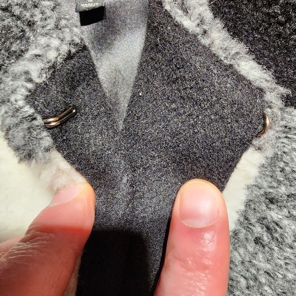 Talbots Wool Blend Buffalo Checkered Sherpa Long Lined Vest Black White Size S - Picture 5 of 10